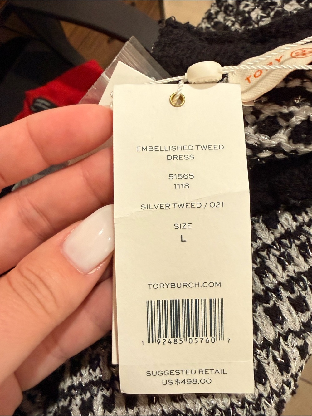 Tory Burch Black and White Short-Sleeve Knit Dress - Picture 8 of 8